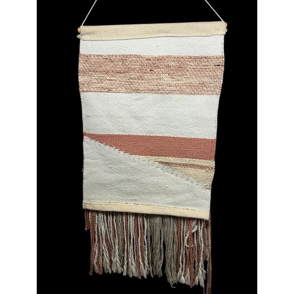 Boho Woven Macrame Tapestry 19x48” (total hanging length)  Modern Minimalist Art